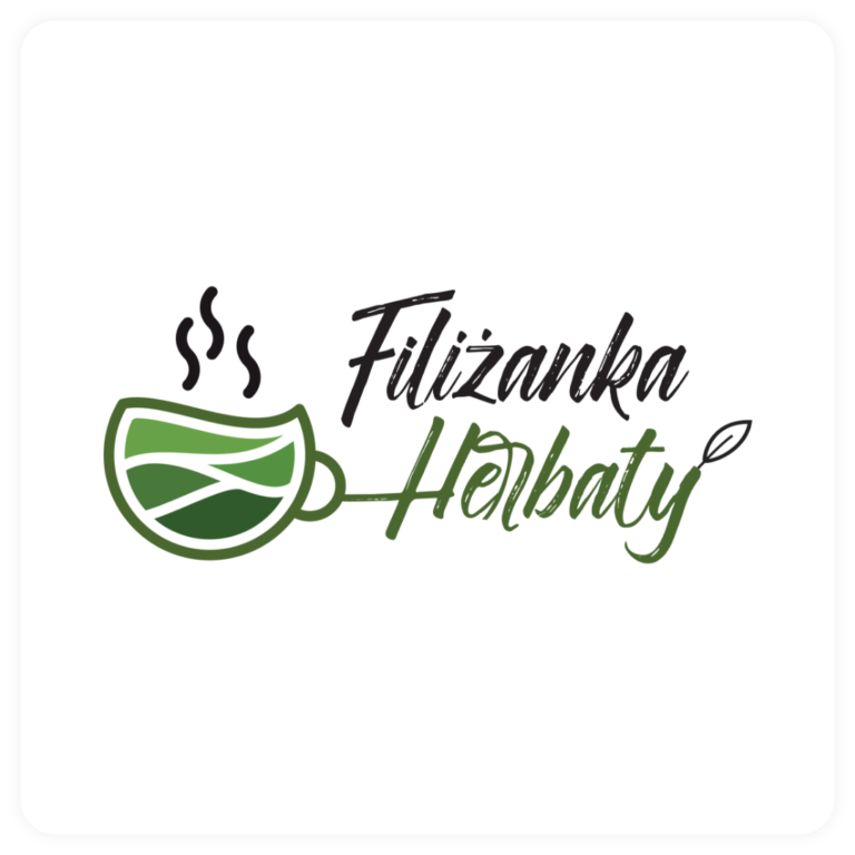 Logo dla Filiżanka Herbaty z zielonym liściem i stylizowanym napisem