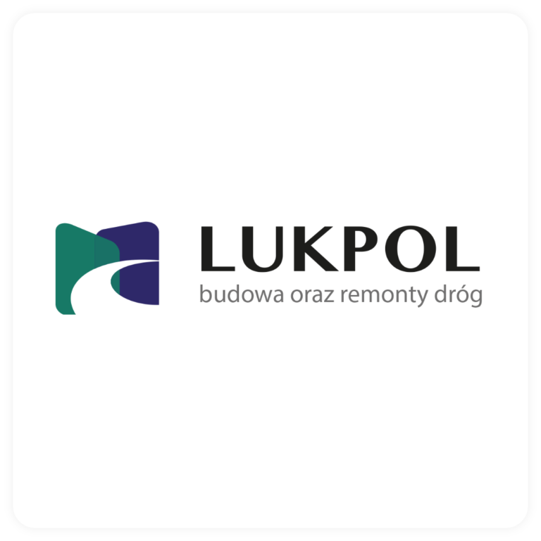 Logo firmy Lukpol w nowoczesnym stylu na białym tle