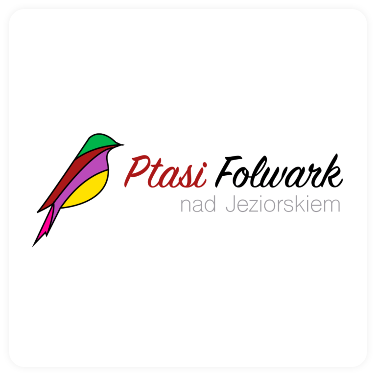 Logo Ptasi Folwark z grafiką ptaka i nowoczesną typografią