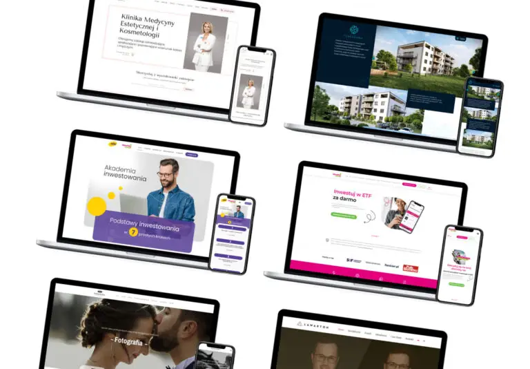 Przykład indywidualnie zaprojektowanej strony internetowej SMART Agency na komputerze i tablecie