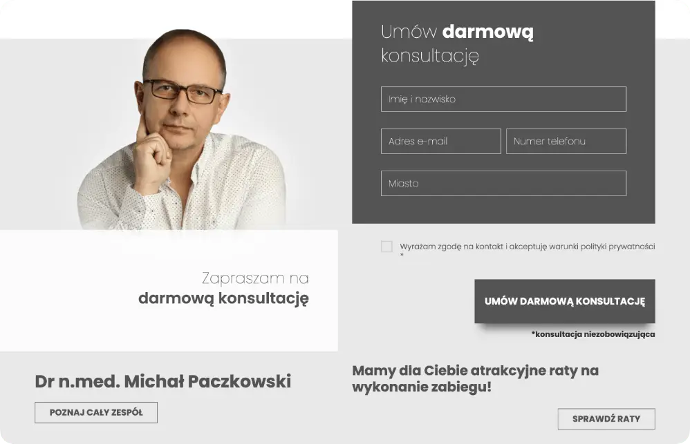 Strona internetowa Sharley Hair Clinic z Warszawy oferująca przeszczepy włosów i leczenie łysienia