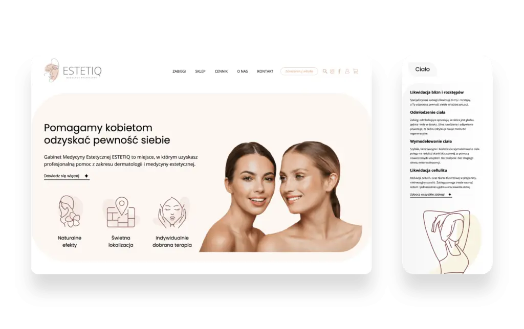 Nowoczesna strona internetowa kliniki medycyny estetycznej Estetiq z Poznania