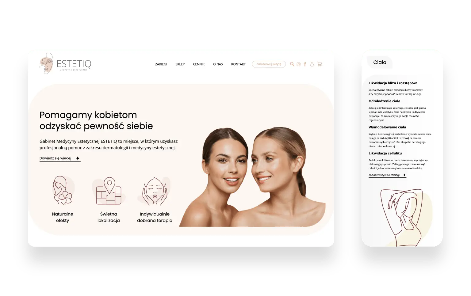 Nowoczesna strona internetowa kliniki medycyny estetycznej Estetiq z Poznania