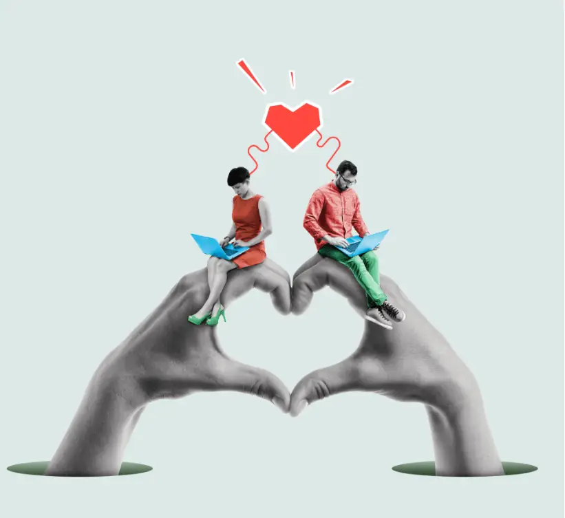 Kolorowa grafika z napisem klienci cię pokochają promująca usługi graficzne SMART Agency