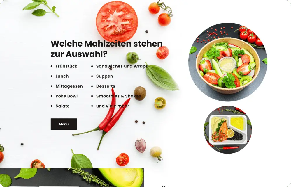 Nowoczesna strona internetowa Yummy Box dla producenta jedzenia z inteligentną lodówką cateringową