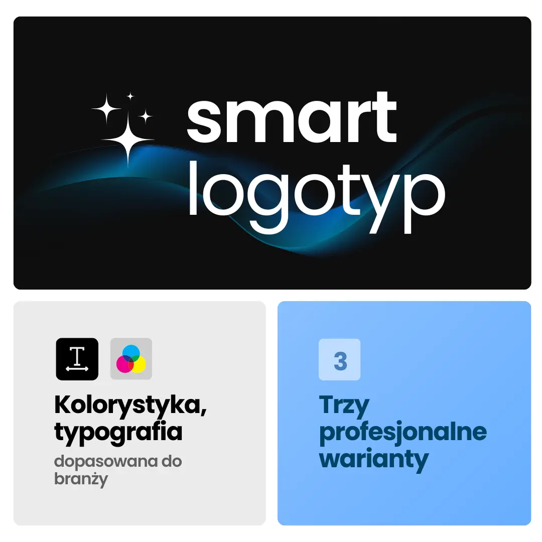 Nowoczesne logo dla firmy zaprojektowane przez SMART Agency jako element identyfikacji wizualnej