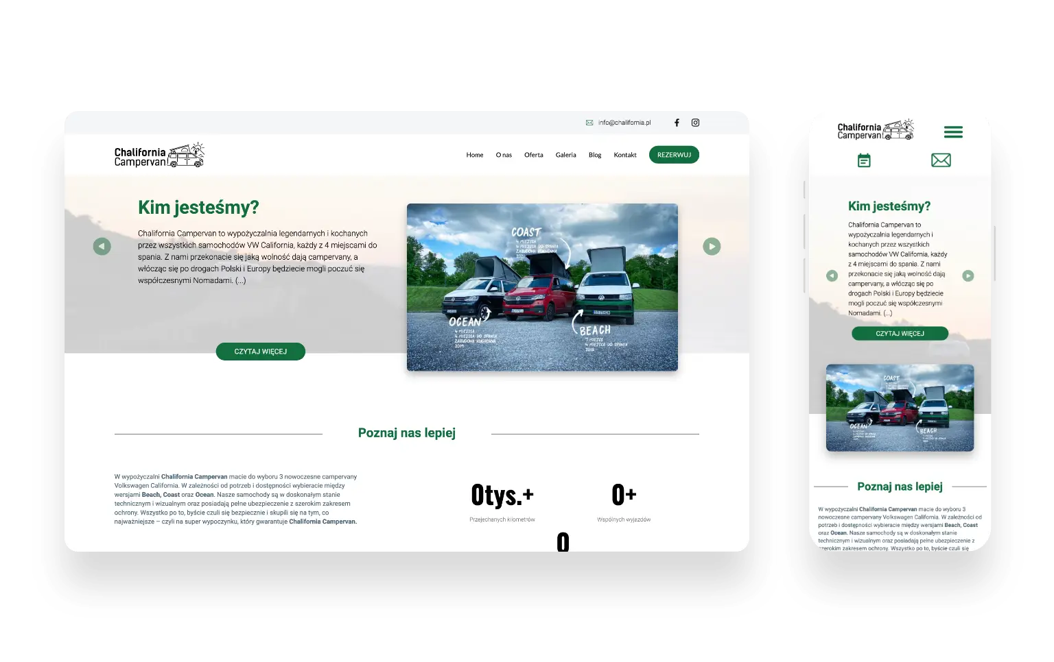 Strona internetowa Chalifornia Campervan zaprojektowana przez SMART Agency