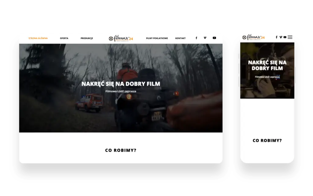 Nowoczesna strona internetowa Filmax24 z ofertą produkcji filmowej i animacji 2D oraz 3D