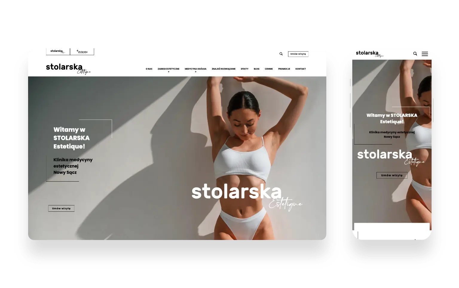 Nowoczesna strona internetowa Centrum Medycznego Stolarska Estetique z ofertą usług medycznych i estetycznych