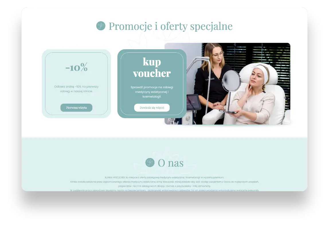 Strona internetowa Kliniki Wieczorek w Opolu prezentująca medycynę estetyczną i kosmetologię premium