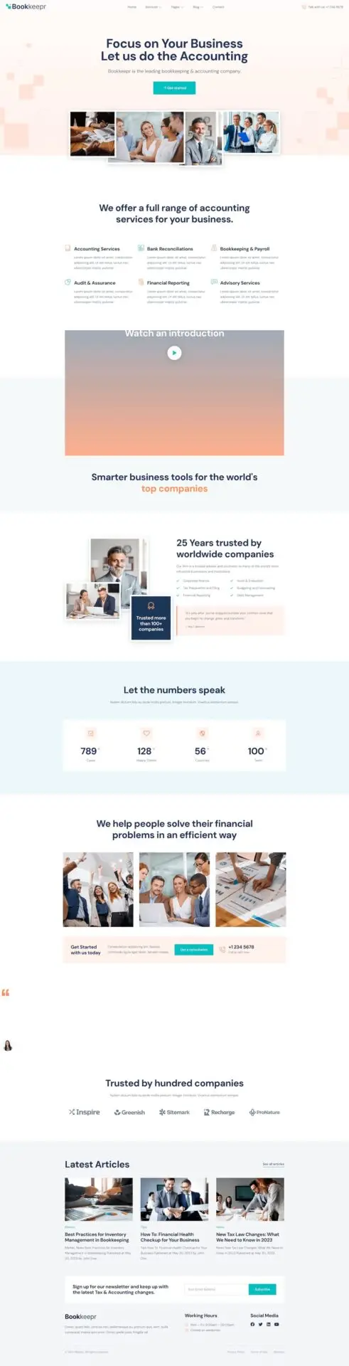 Widok responsywnego szablonu Bookkeeping dla firm sprzątających na różnych urządzeniach mobilnych