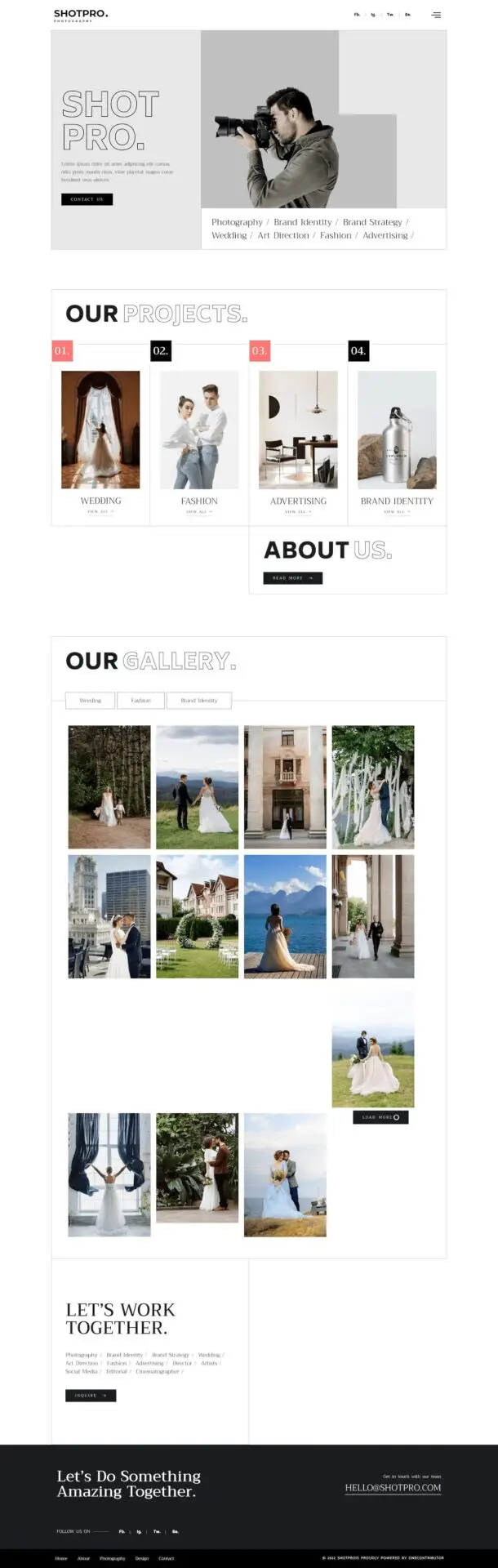 Widok responsywnego szablonu Shotpro na urządzeniu mobilnym z nowoczesnym portfolio fotograficznym