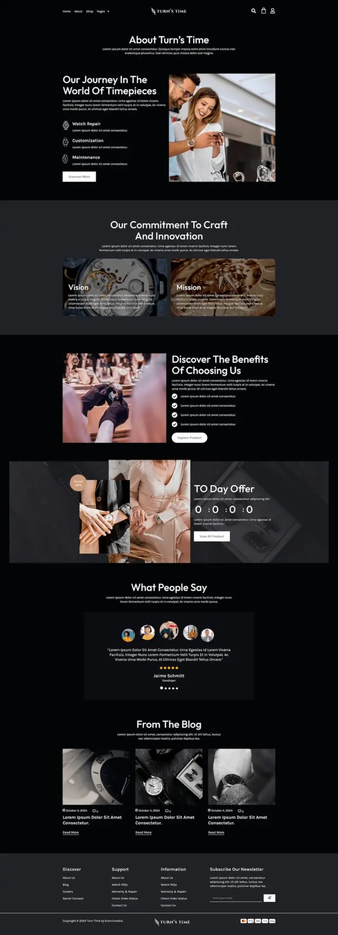 Responsywny szablon Turnstime dla sklepu internetowego z nowoczesnym, eleganckim designem WooCommerce