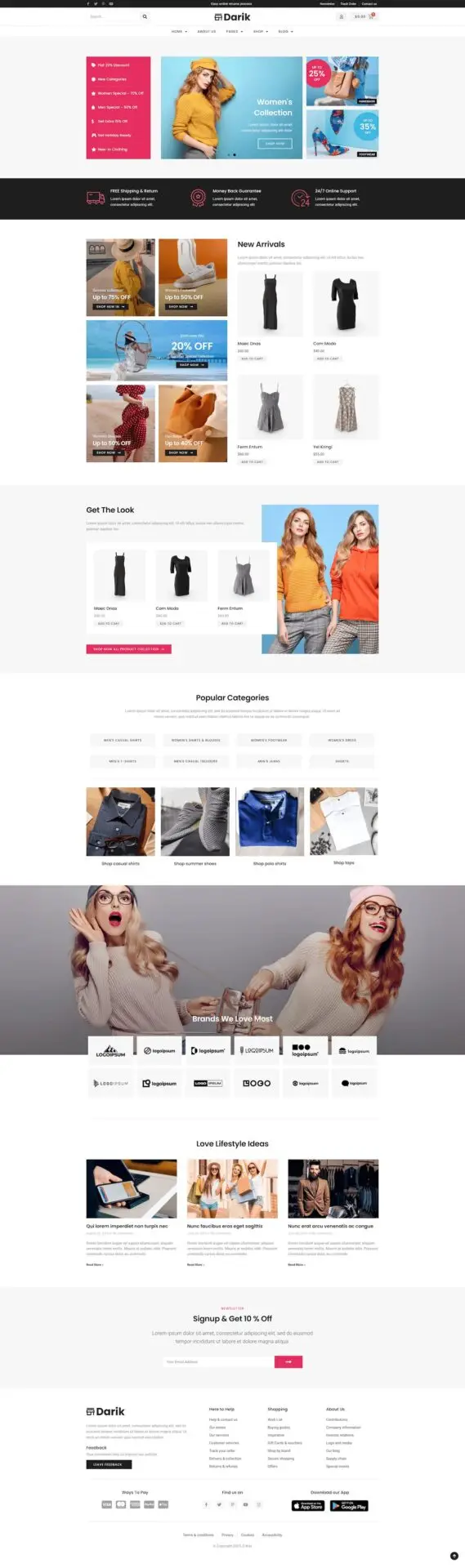 Widok responsywnej strony internetowej szablonu Darik dla sklepów e-commerce na różnych urządzeniach