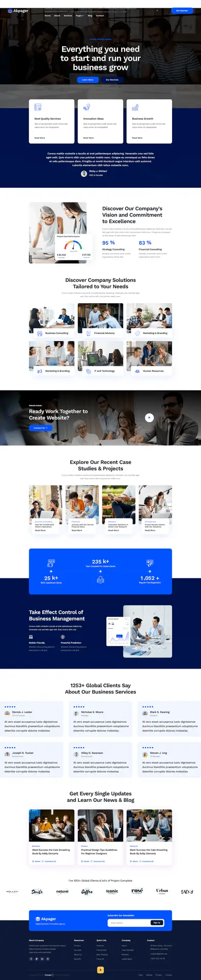 Szablon Akpager nowoczesny zestaw szablonów do stron docelowych i landing pages dla firm startupowych