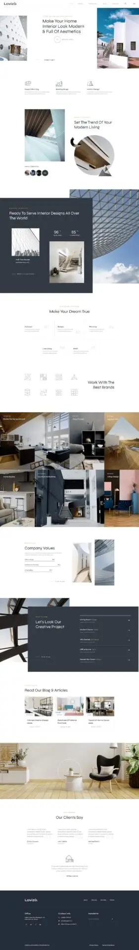 Widok responsywnego szablonu Laviza dla firm architektonicznych i projektowych na smartfonie