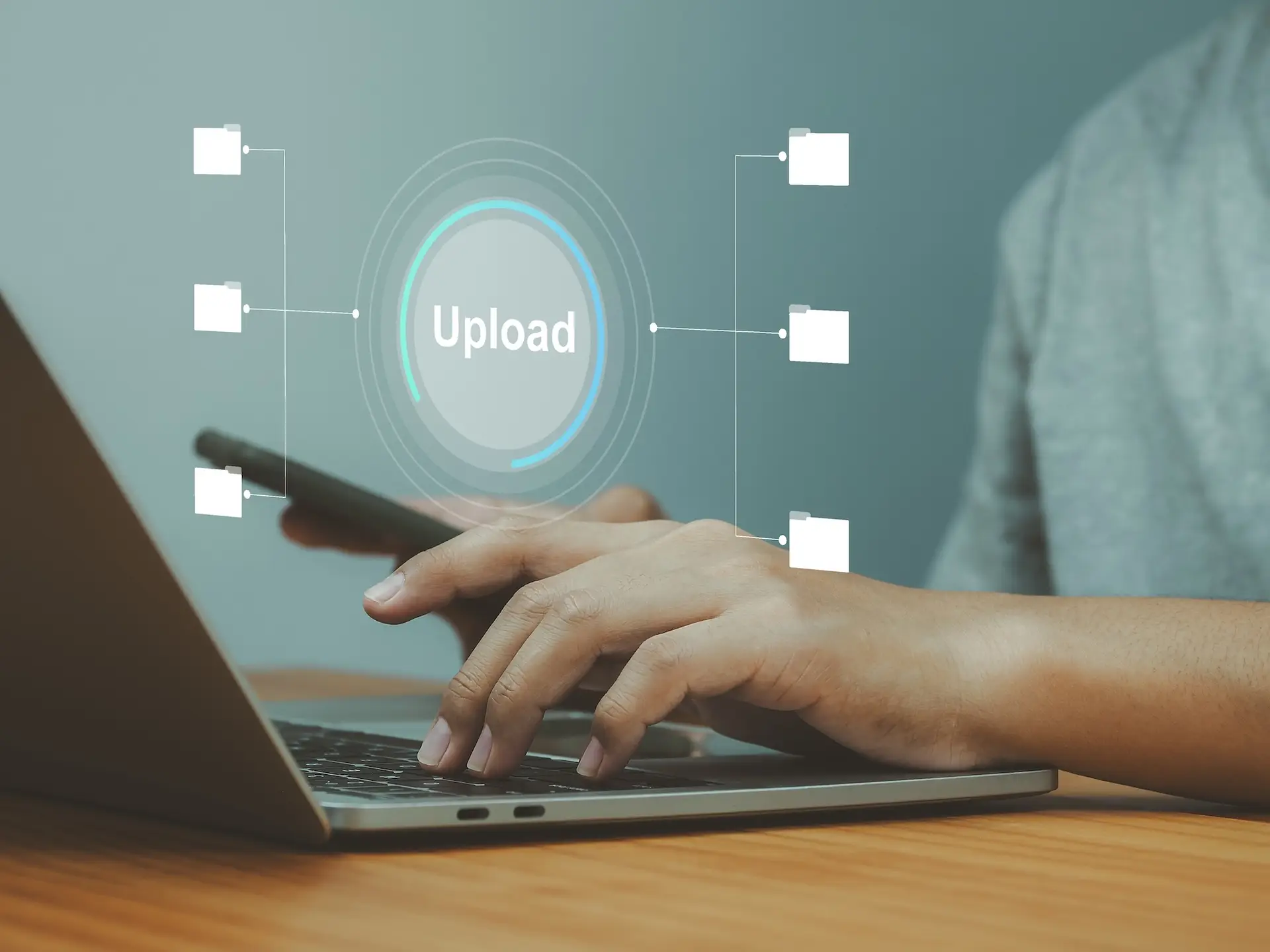 Ilustracja przesyłania pliku i tworzenia kopii zapasowej danych na serwerze internetowym