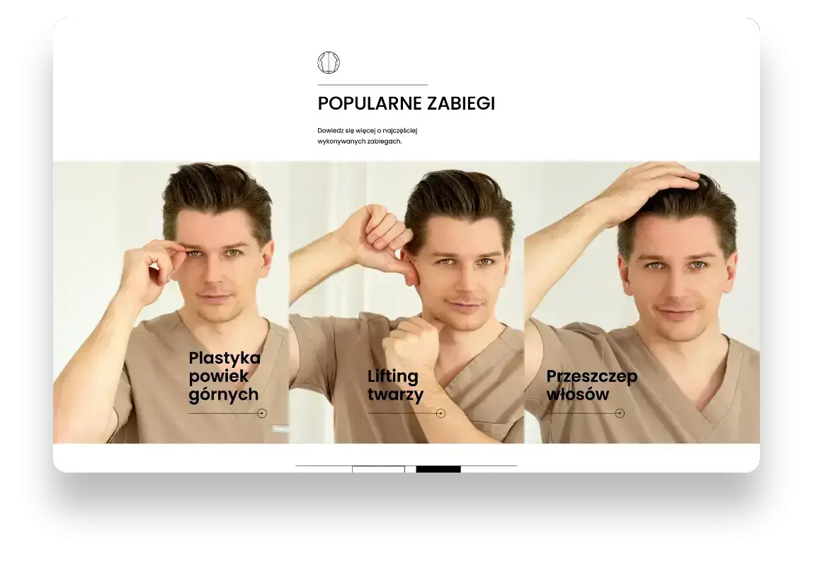 Strona internetowa dr Jakuba Kreta z ofertą zabiegów chirurgii plastycznej i medycyny estetycznej