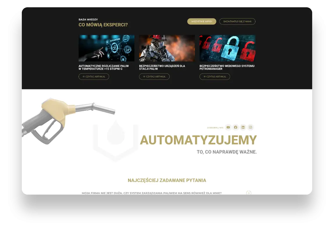 Nowoczesny serwis internetowy PetroConsulting z czytelną prezentacją usług i profesjonalnym designem