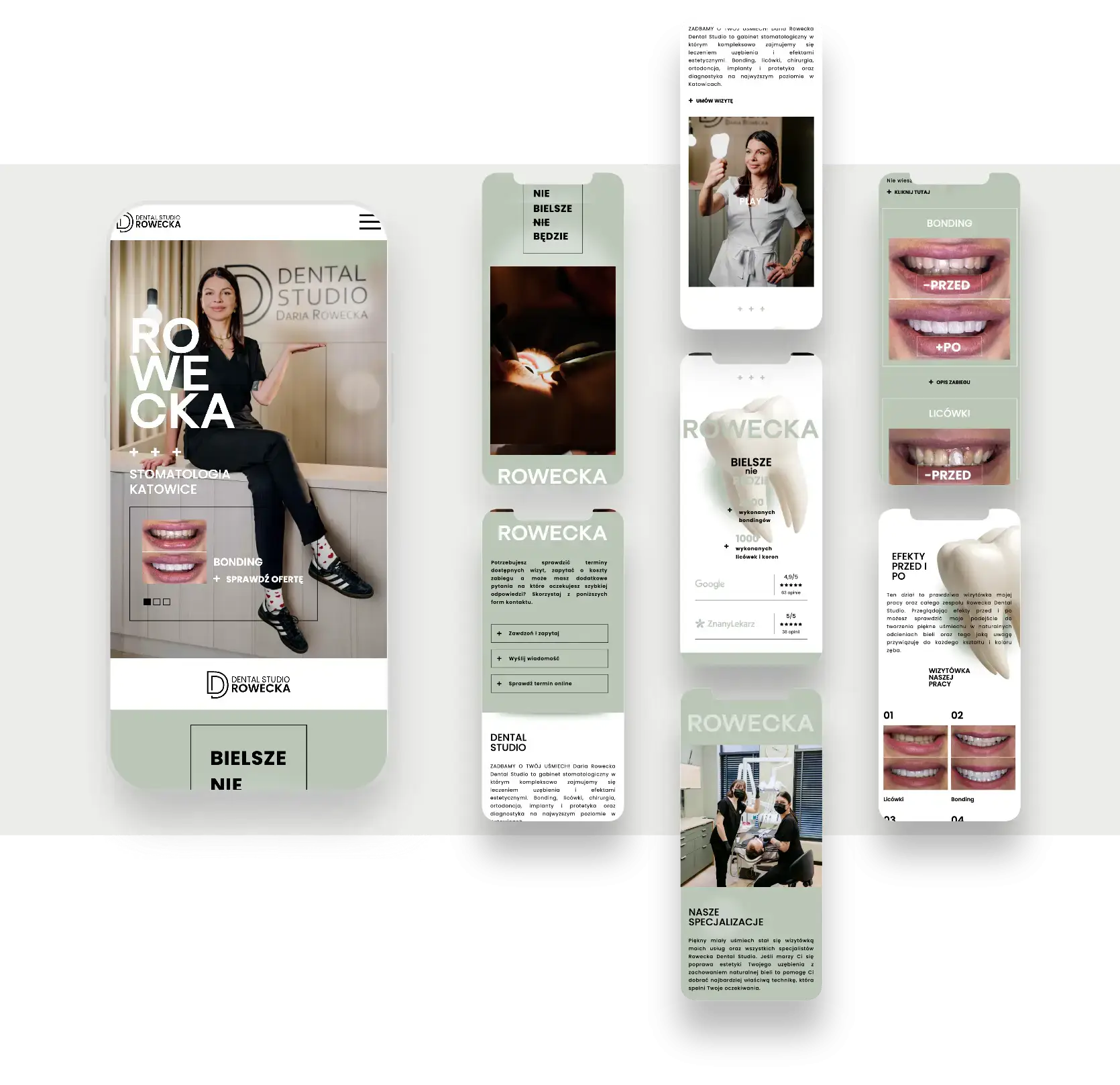 Zespół stomatologów Rowecka Dental Studio w nowoczesnym gabinecie prezentowanym na stronie SMART Agency