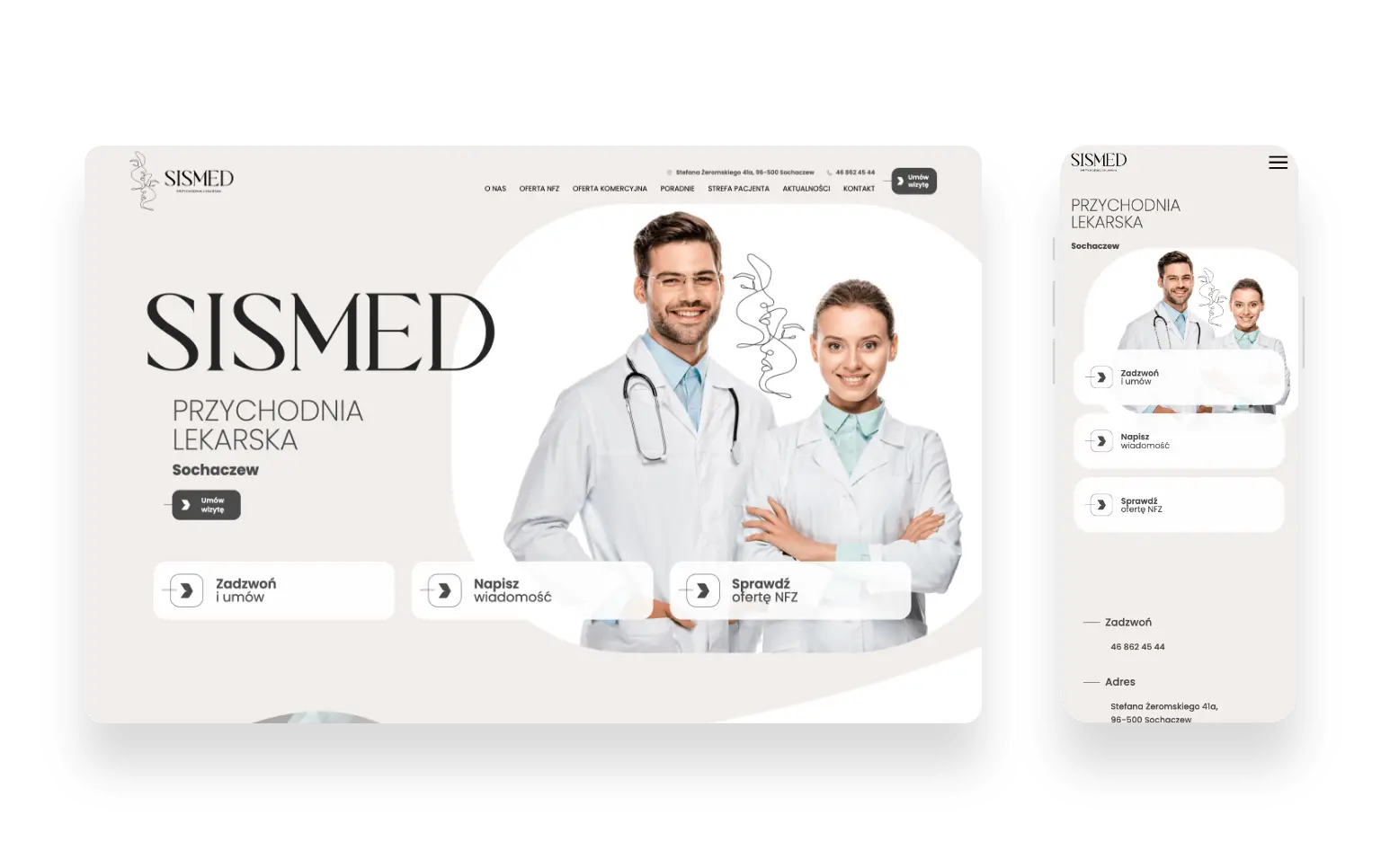 Nowoczesna strona internetowa dla przychodni SISMED w Sochaczewie z intuicyjną nawigacją i ofertą medyczną