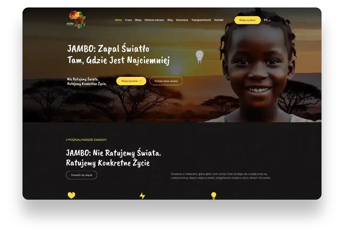 Zespół Fundacji JAMBO podczas spotkania, promujący misję pomocy bezpośredniej w Kenii