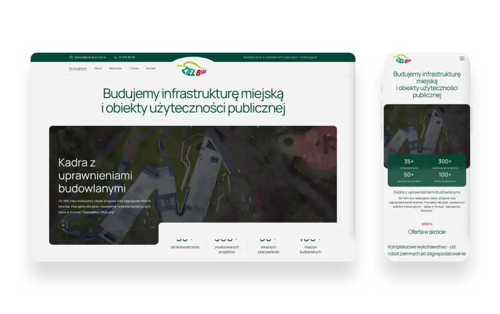 Nowoczesna strona internetowa dla firmy budowlanej zaprojektowana przez SMART Agency