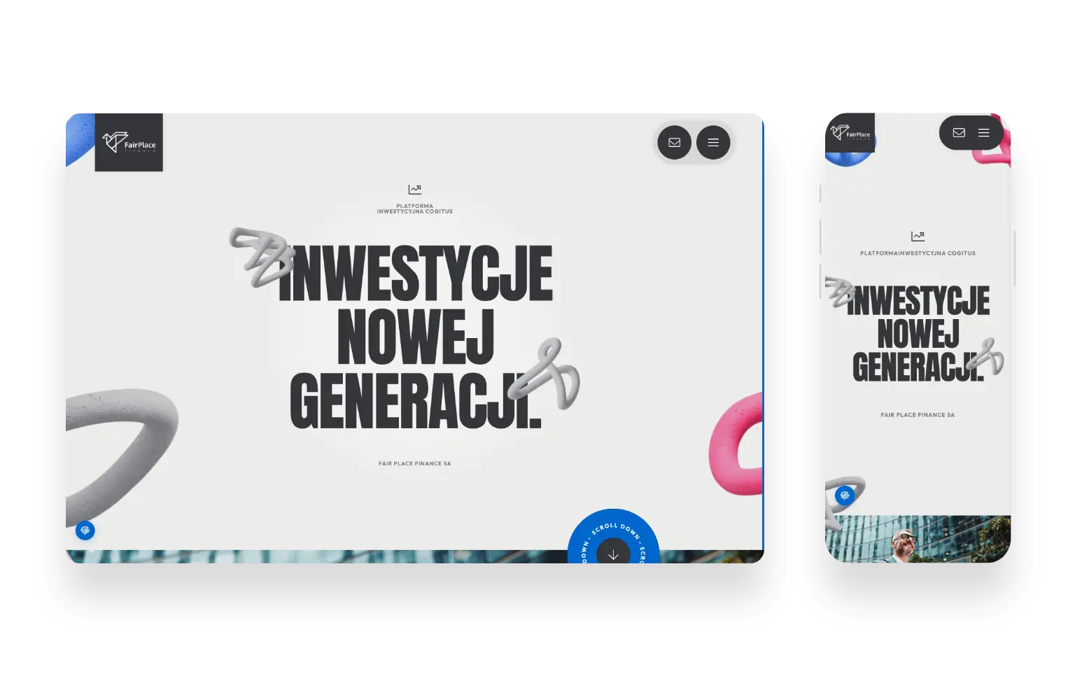 Nowoczesna strona internetowa Fair Place Finance prezentująca platformę inwestycyjną i innowacyjne rozwiązania fintech