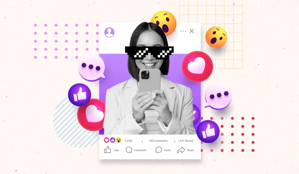 Ilustracja przedstawiająca strategię marketingu w social media z logo SMART Agency